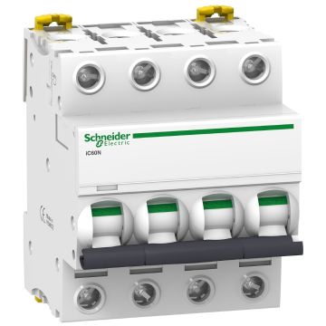 Miniature Circuit-Breaker, Acti9 Ic60N, 4 Pole, 63 A, D Curve, 6000 A (Iec 60898-1), 10 Ka (Iec 60947-2)