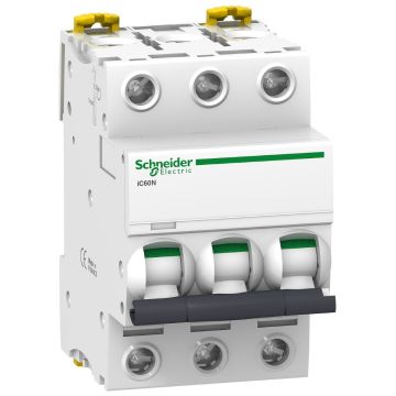 Miniature Circuit-Breaker, Acti9 Ic60N, 3P, 20 A, B Curve, 6000 A (Iec 60898-1), 10 Ka (Iec 60947-2)