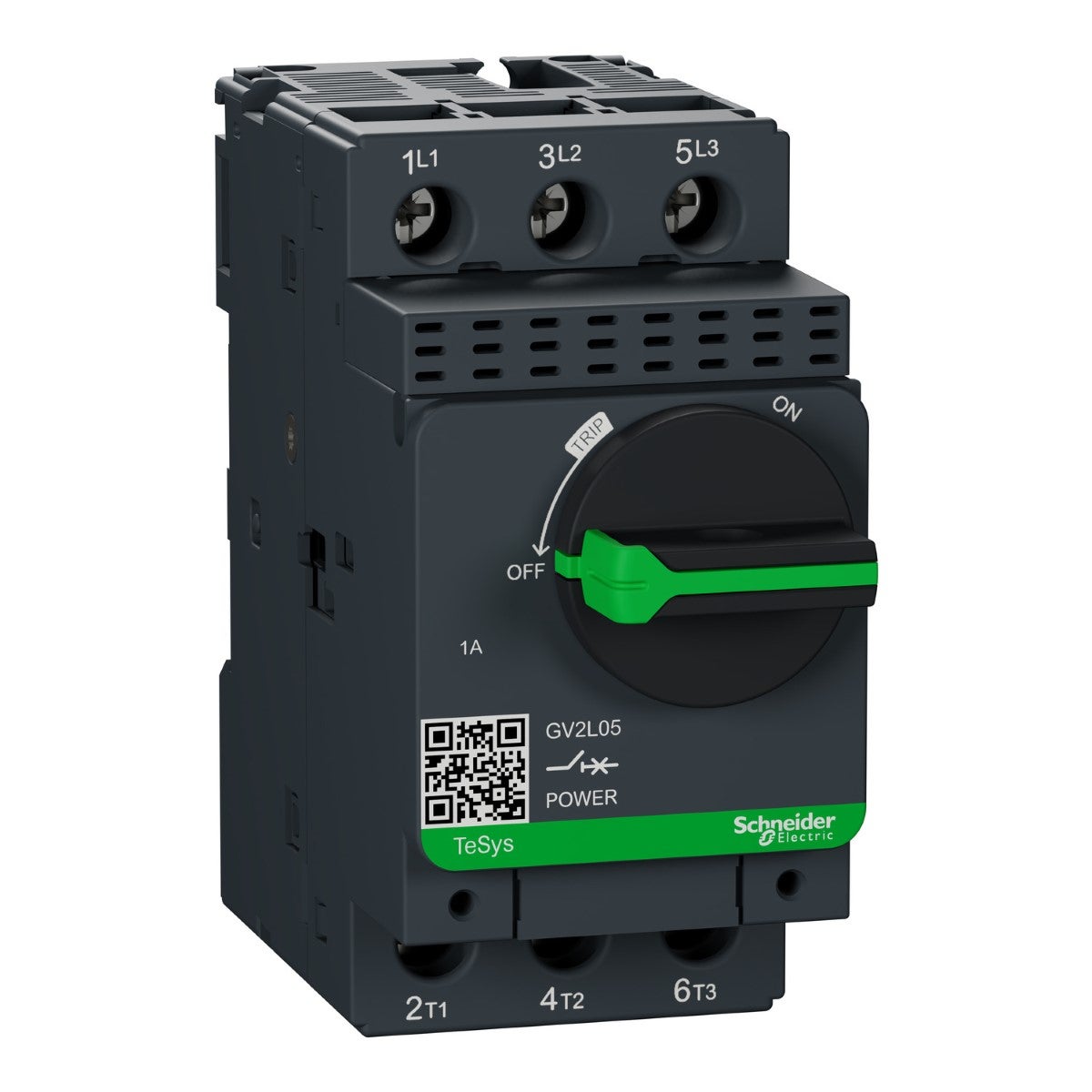 Motor Circuit Breaker, Tesys Gv2, 3P, 1 A, Magnetic, Rotary Handle, Screw Clamp Terminals