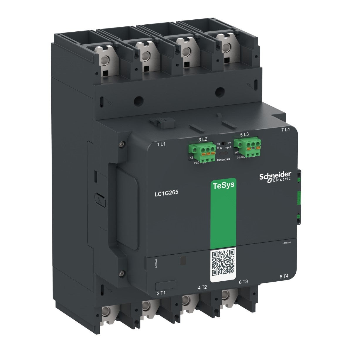 High Power Contactor, Tesys Giga, 4 Pole (4No), Ac-1 <=440V 385A, Advanced Version, 200…500V Wide Band Ac/Dc Coil