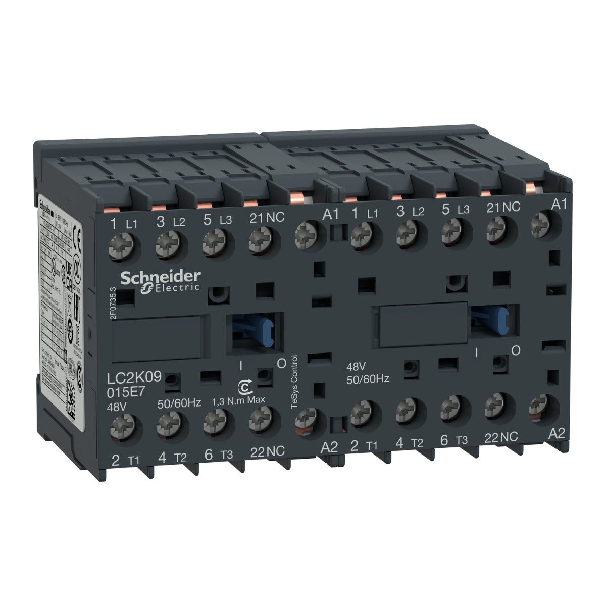 Tesys K Reversing Contactor - 3P - Ac-3 <= 440 V 9 A - 1 Nc - 48 V Ac Coil