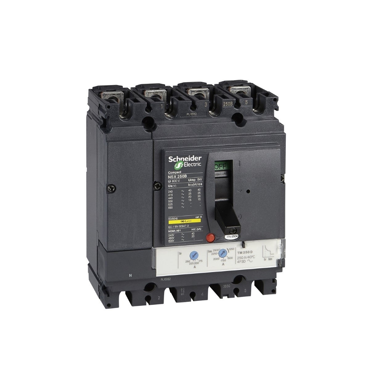 Circuit Breaker Compact Nsx160B, 25 Ka At 415 Vac, Tmd Trip Unit 125 A, 4 Poles 4D