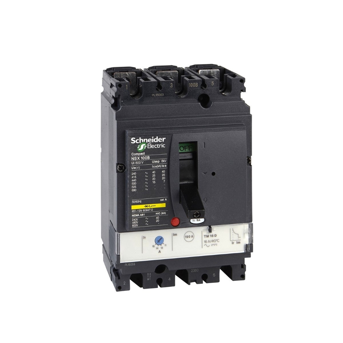 Circuit Breaker Compact Nsx250B, 25 Ka At 415 Vac, Tmd Trip Unit 160 A, 3 Poles 3D