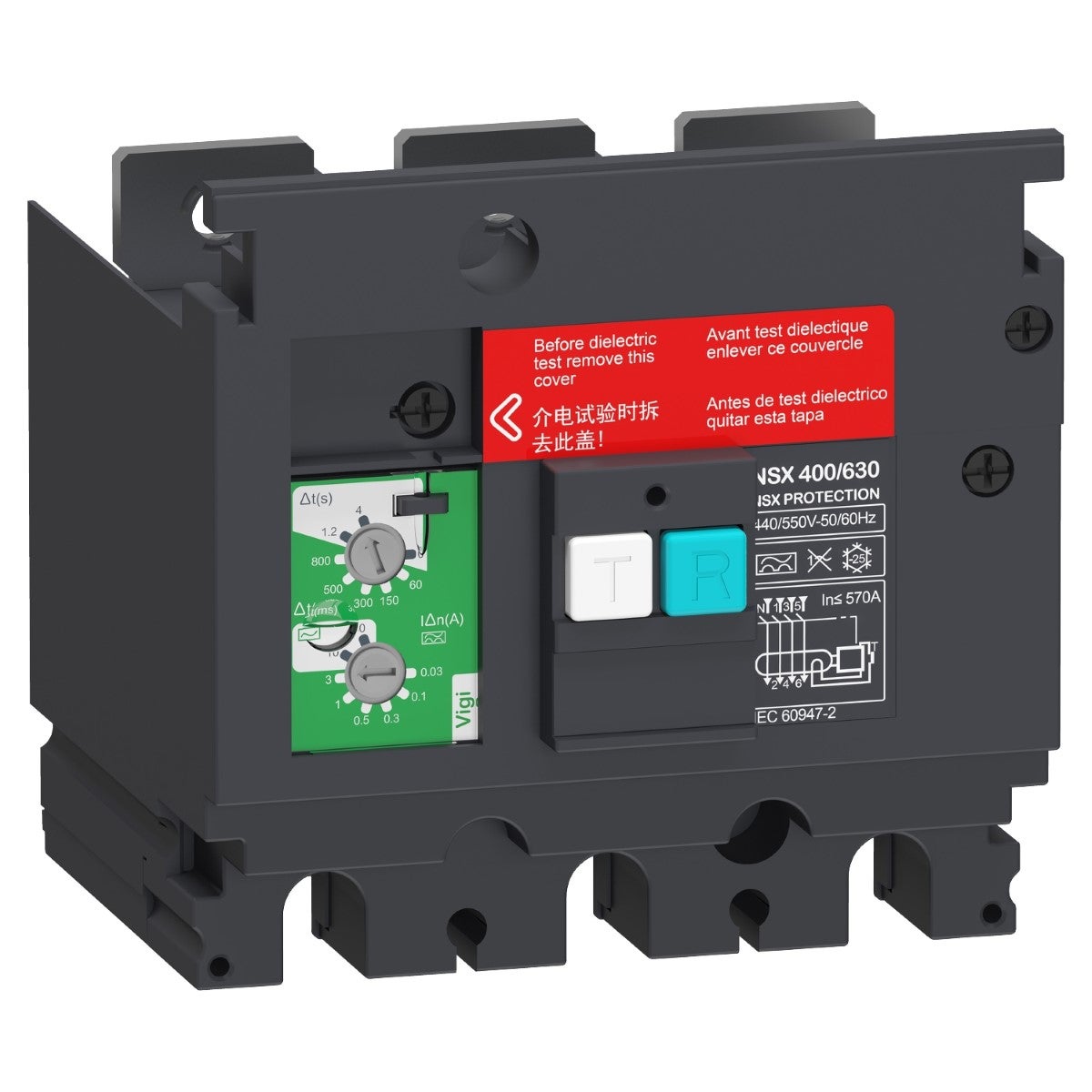 Earth-Leakage Vigipact Add-On Protection Module, Compact Nsx 400/630, 440 Vac To 550 Vac, 30 Ma To 30 A, 3 Poles