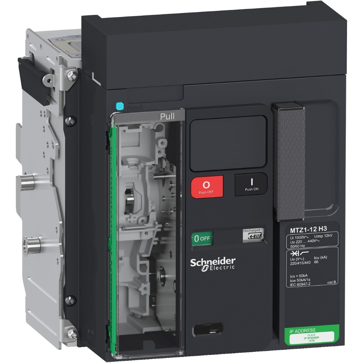 Circuit Breaker Masterpact Mtz1 12H3, 1250 A, 3P Drawout, Without Micrologic