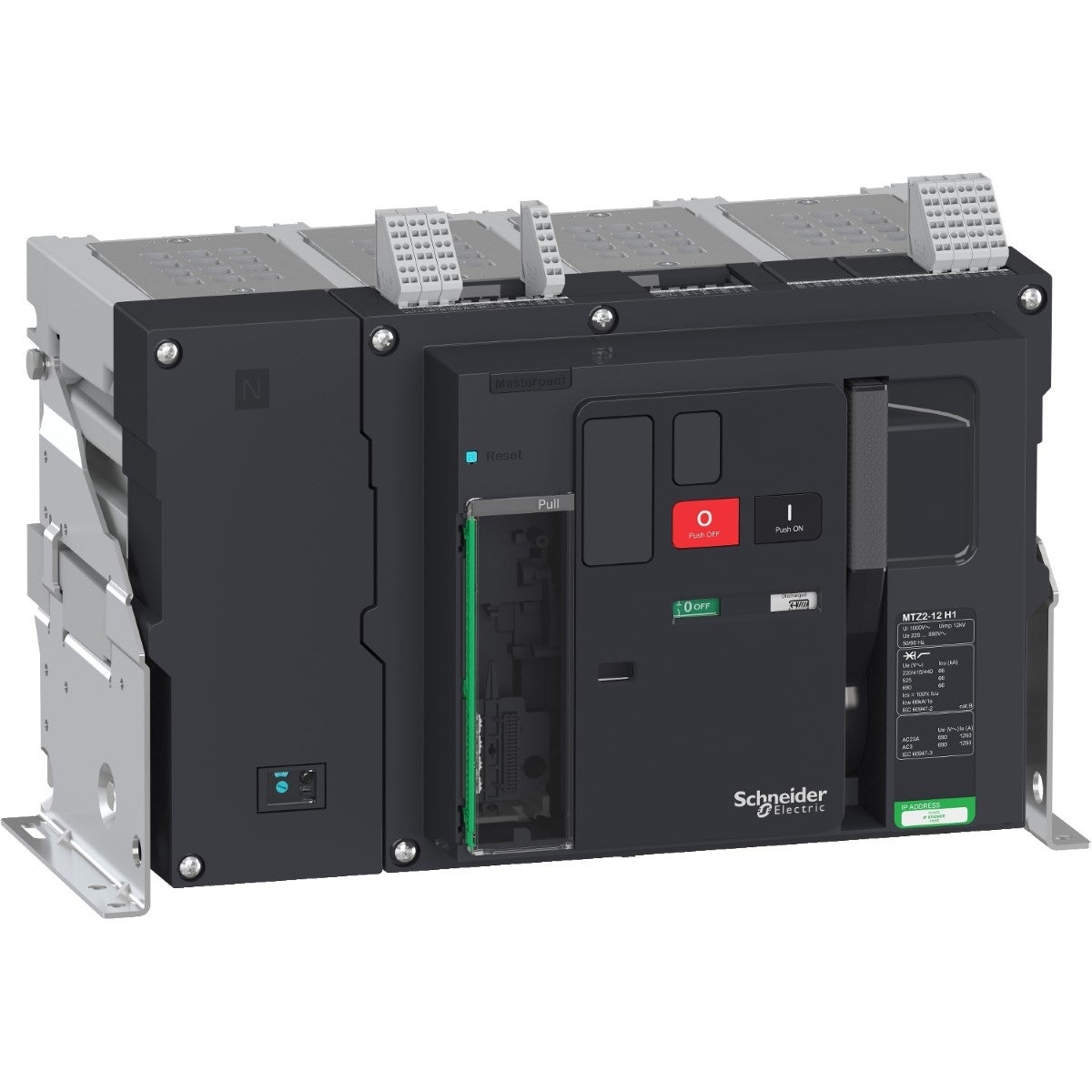 Circuit Breaker Masterpact Mtz2 12H1, 1250 A, 4P Fixed, Without Micrologic