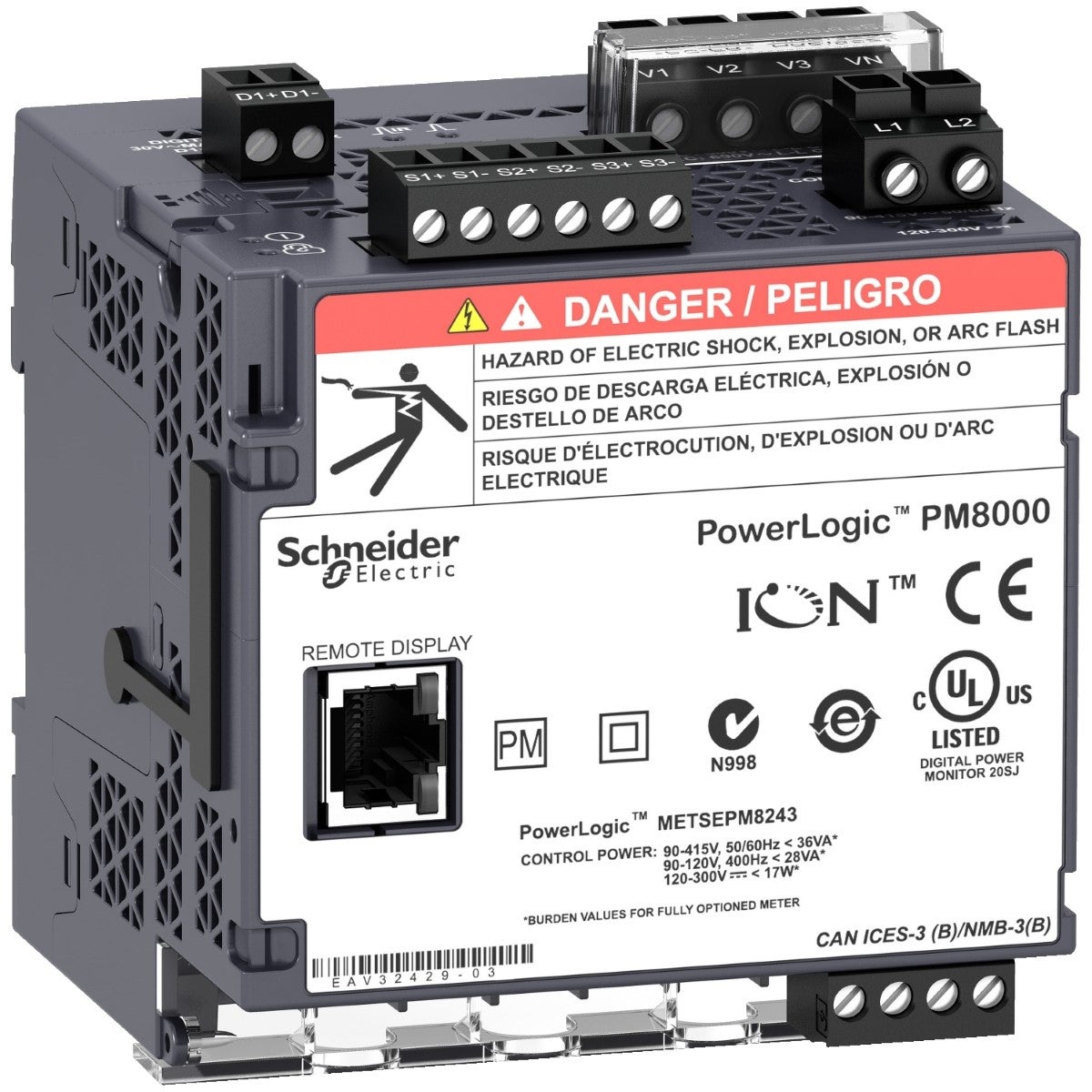 Powerlogic Pm8000 - Pm8213 Lv Dc - Din Rail Mount Meter - Intermediate Metering