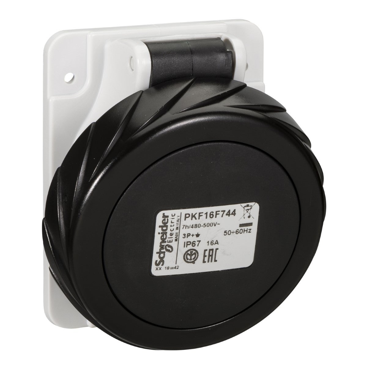 Pratika Socket - Screw - Angled - 16A - 3P + E - 480...500 V Ac - Panel