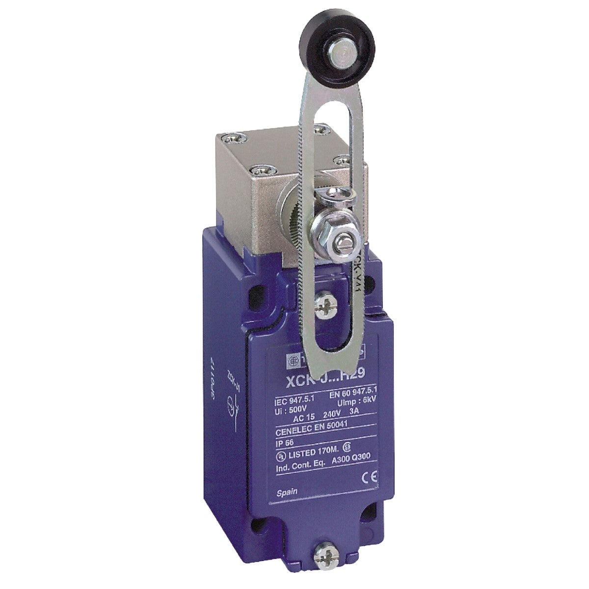 Limit Switch, Limit Switches Xc Standard, Xckj, Thermoplastic Plastic Roller Lever Var. Length, 1Nc+1 No, Slow, M20