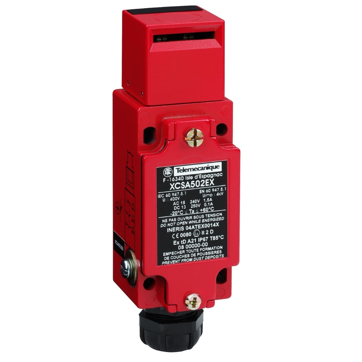 Safety Switch, Telemecanique Safety Switches Xcs, Metal Key Operated Xcsa, 2Nc + No Slow Break, Atex/Iecex