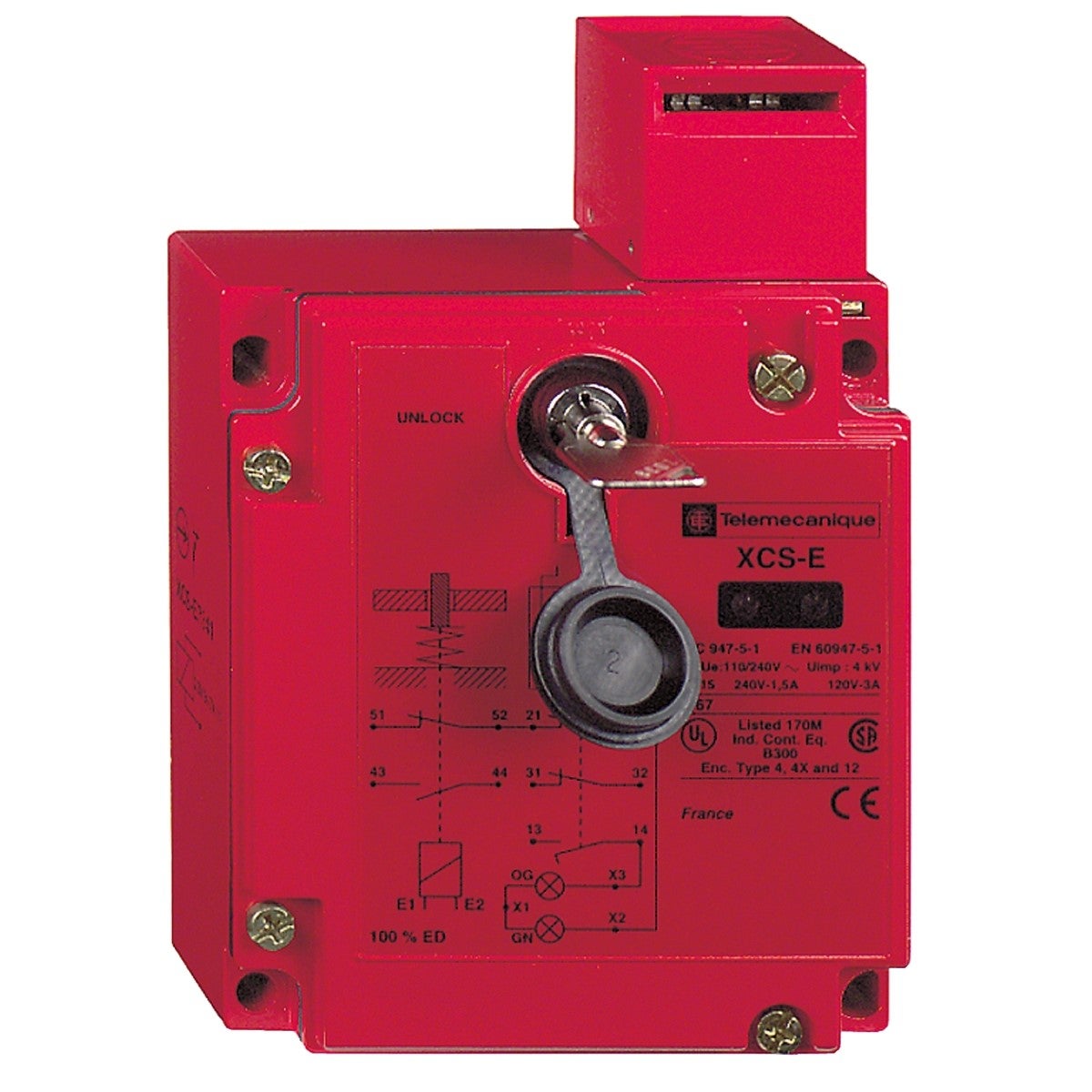 Safety Switch, Telemecanique Safety Switches Xcs, Metal Xcse, 2Nc+1 No, Slow Break, 2 Entries Tapped Pg 13, 24 V